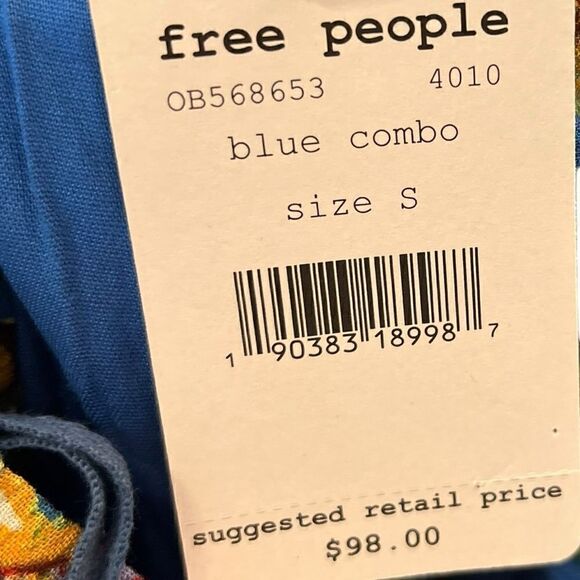 Free People Blue Combo Multicolor Dress, Size S, NWT - Picture 8 of 8